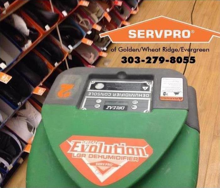 green SERVPRO equipment in shoe store